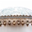 Decorative Pillow Case with Houlès Vendôme Beaded Fringe Fortuny Fabric French Blue & Antique White Cimarosa Pattern