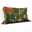 Pillow Case with Tassel Trim Emerald Green Silk Brocade Luigi Bevilacqua Fabric Uccelli Pattern