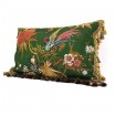 Pillow Case with Tassel Trim Emerald Green Silk Brocade Luigi Bevilacqua Fabric Uccelli Pattern