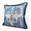 Pillow Case with Brush Fringe Trim Sky Blue Silk Brocatelle Luigi Bevilacqua Fabric Fiere Pattern