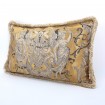 Pillow Case with Brush Fringe Antique Gold Silk Brocatelle Luigi Bevilacqua Fabric Grottesche Pattern