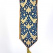 Luxury Table Runner with Pointed Ends And Tassels Luigi Bevilacqua Silk Heddle Velvet Indigo Blue Ca' d'Oro Pattern