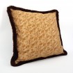 Brush Fringe Pillow Cover Fortuny Fabric Brown & Gold Richelieu Pattern