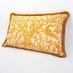 Brush Fringe Pillow Cover Fortuny Fabric Yellow & White Uccelli Pattern