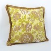 Throw Pillow Case with Brush Fringe Green Jacquard Rubelli Fabric Rousseau Pattern