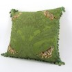 Tassel Fringe Throw Pillow Case Silk Damask Rubelli Fabric Green Sandokan Pattern