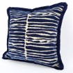 Throw Pillow Case with Brush Fringe Blue Jacquard Velvet Rubelli Fabric Modern Art Pattern
