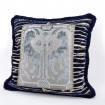 Throw Pillow Case with Brush Fringe Blue Modern Art Rubelli Velvet with Luigi Bevilacqua Framed Front Panel