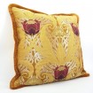Pillow Case with Brush Fringe Antique Yellow Silk Brocade Luigi Bevilacqua Fabric Tulipani Pattern