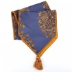 Luxury Table Runner with Pointed Ends And Tassels Silk Lampas Rubelli Fabric Purple Blue Sherazade Pattern