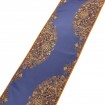 Luxury Table Runner with Pointed Ends And Tassels Silk Lampas Rubelli Fabric Purple Blue Sherazade Pattern
