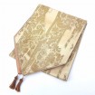 Luxury Table Runner with Pointed Ends And Tassels Silk Lampas Rubelli Fabric Sand Cordoba Pattern