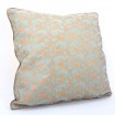 Throw Pillow Cushion Cover Fortuny Fabric Aquamarine & Silvery Gold Richelieu Pattern