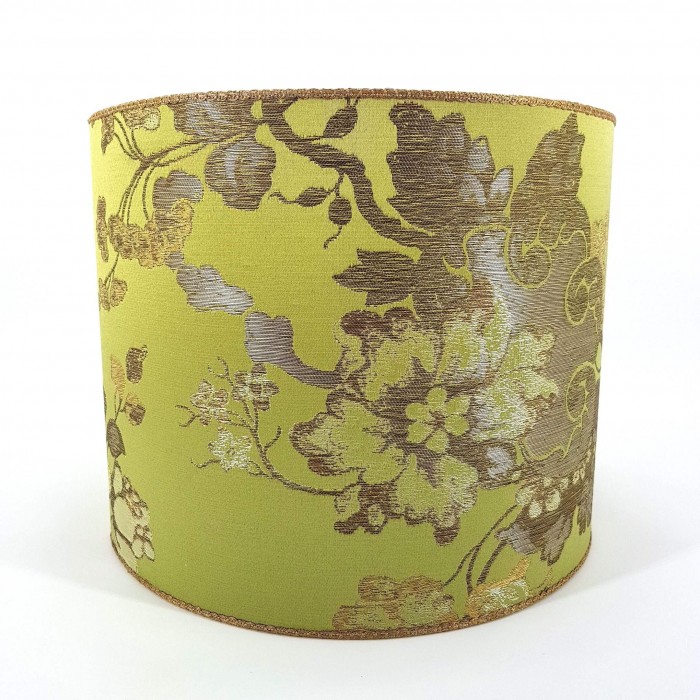 Drum Lampshade Jade Green Silk Brocade Rubelli Fabric Lady Hamilton Pattern
