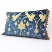 Pillow Case with Tassel Fringe Luigi Bevilacqua Silk Heddle Velvet Indigo Blue Ca' d'Oro Pattern