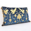 Pillow Case with Tassel Fringe Luigi Bevilacqua Silk Heddle Velvet Indigo Blue Ca' d'Oro Pattern