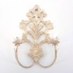 Carved Distressed Ecru White Wood Wall Sconce with Rubelli Brocade Lampshades Aquamarine Queen Anne Pattern