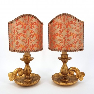 Pair Of Antique Italian Gilt Carved, Lamp Shades For Antique Lamps
