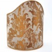 Wall Sconce Clip-On Shield Shade Grey and Gold Jacquard Rubelli Fabric Gritti Pattern Mini Lampshade