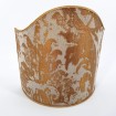 Wall Sconce Clip-On Shield Shade Grey and Gold Jacquard Rubelli Fabric Gritti Pattern Mini Lampshade