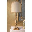 Pair of Antique Italian Painted and Gilt Carved Wooden Candlesticks Table Lamps with Parchment Lampshades