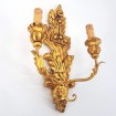 Carved Gilt Wood Wall Sconce with Rubelli Fabric Lampshades Blue Barry Lyndon Pattern