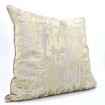 Lumbar Throw Pillow Cushion Cover Silk Brocade Rubelli Fabric Green and Silver Aida Pattern