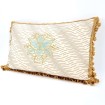 Embroidered Pillow Case with Tassel Trim Fortuny Fabric Ivory & Gold Onde Pattern