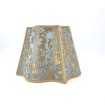 Fancy Square Lamp Shade Sky Blue and Gold Silk Jacquard Rubelli Fabric Les Indes Galantes Pattern