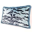 Brush Fringe Pillow Case Luigi Bevilacqua Sky Blue Velvet Tigre Pattern