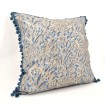 Throw Pillow Cushion Cover in Fortuny Fabric Blue & Silvery Gold Campanelle Pattern