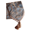 Luxury Table Runner with Pointed Ends And Tassels Silk Brocade Rubelli Fabric Aqua Blue & Gold Aida Pattern