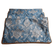 Luxury Table Runner Fortuny Fabric Blue & Silvery Gold Veronese Pattern