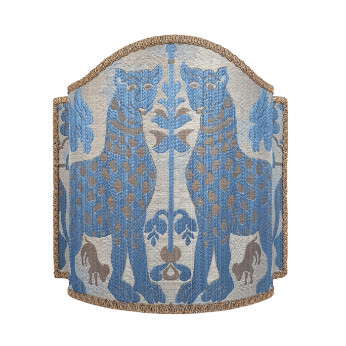 Venetian Half Lampshade Sky Blue Silk Brocatelle Luigi Bevilacqua Fabric Fiere Pattern