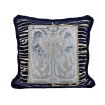 Throw Pillow Case with Brush Fringe Blue Modern Art Rubelli Velvet with Luigi Bevilacqua Framed Front Panel