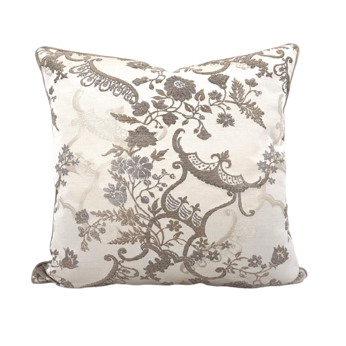 Ivory & Gold Silk Brocade Madama Butterfly Rubelli  Fabric Throw Pillow Cushion Cover