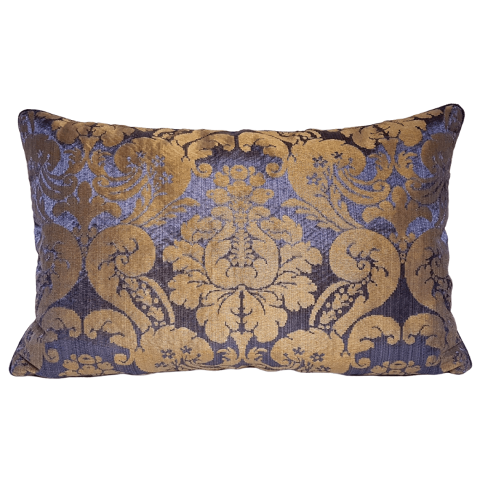 Throw Pillow Cushion Cover Rubelli Fabric Blue Silk Damask Ruzante Pattern