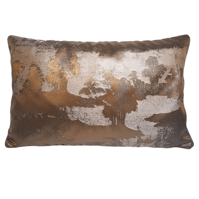 Throw Pillow Cushion Cover Rubelli Jacquard Fabric Bronze & Silver Sumi Pattern