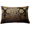 Lumbar Throw Pillow Cushion Cover Ebony and Gold Silk Brocatelle Rubelli Fabric Castiglione Pattern