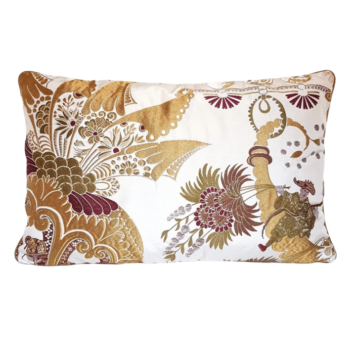 Throw Pillow Case Silk Brocade Rubelli Fabric Gold Pantalon Pattern