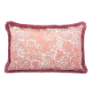 Throw Pillow Case with Brush Fringe Pink Silk Lampas Rubelli Fabric Michelle Pattern