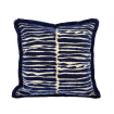 Throw Pillow Case with Brush Fringe Blue Jacquard Velvet Rubelli Fabric Modern Art Pattern