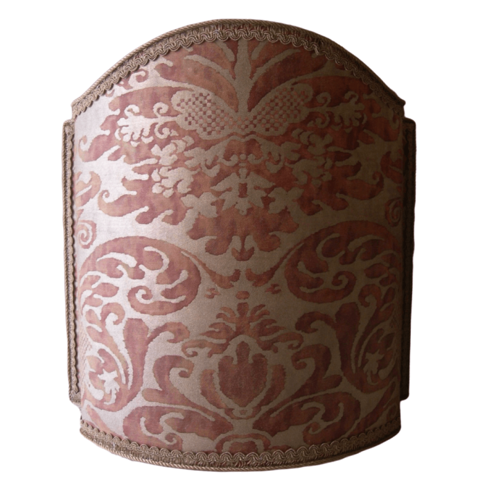Half Lamp Shade Fortuny Fabric Rust & Gold Sevigne Pattern