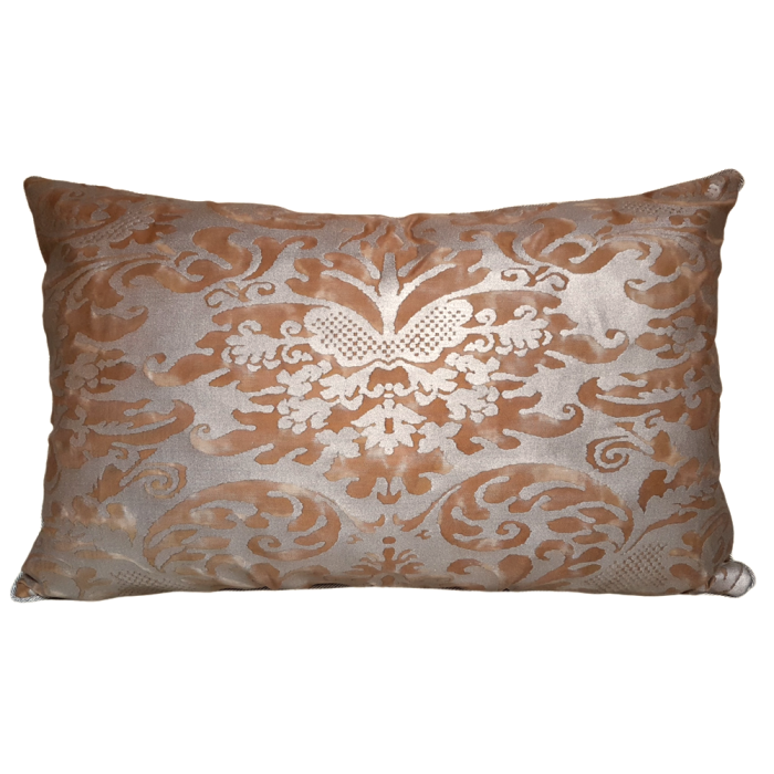 Lumbar Throw Pillow Cushion Cover Fortuny Fabric Warm French Brown & Gold Sevigne Pattern