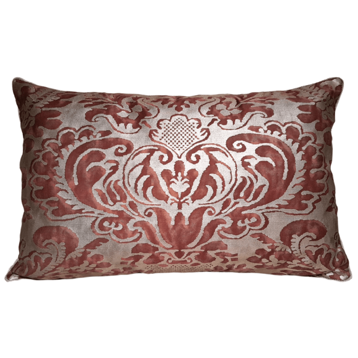 Lumbar Throw Pillow Cushion Cover Fortuny Fabric Deep Burgundy & Gold Sevigne Pattern