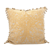Tassel Trim Pillow Cover Fortuny Fabric Antique Yellow Monotones Uccelli Pattern