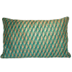 Lumbar Throw Pillow Case Fortuny Fabric Emerald & Gold Piumette Pattern