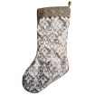 Luxury Christmas Stocking Fortuny Fabric Ivory & Gold Delfino Pattern