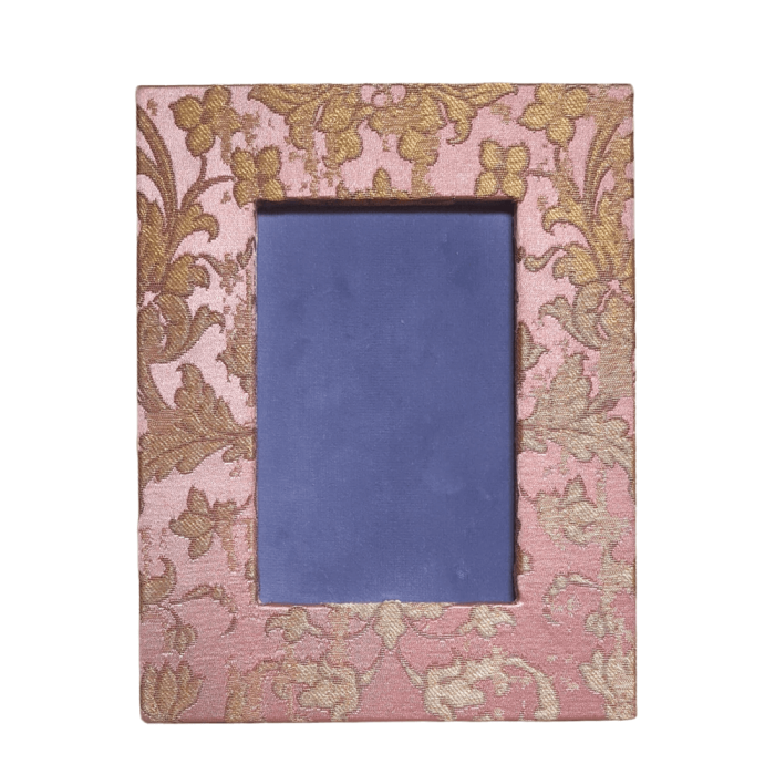Rubelli Silk Jacquard Fabric Covered Tabletop Picture Photo Frame Pink & Gold Les Indes Galantes Pattern