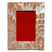 Fortuny Fabric Covered Tabletop Picture Photo Frame Burnt Apricot & Silvery Gold Barberini Pattern